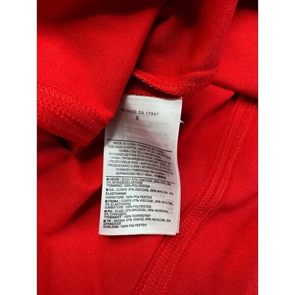 Banana Republic Knit Ponte Fit & Flare Short Sleeve Dress Low Back SZ 8 Party - Picture 7 of 9